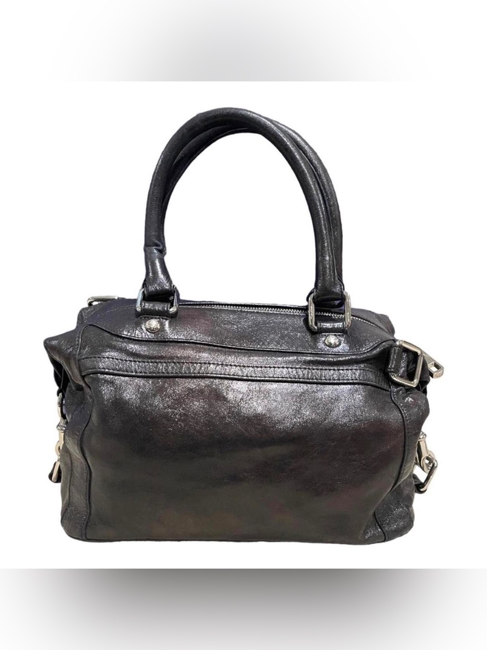 Rebecca Minkoff black leather M.A.B. Morning After Bag top handle satchel purse